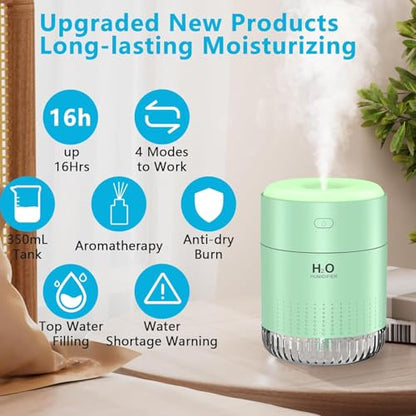 SZO Plant Humidifier Indoor, 500ml Green with Colorful Lights | Small Humidifiers for Plants, Travel, Bedroom, Office Desktop, Baby Room - color: Green
