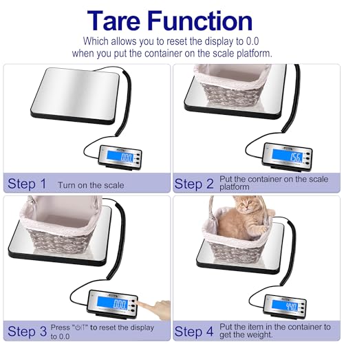 ACTECK Digital Shipping Postal Scale, 460 lb x1oz High Accuracy with Stainless Steel Platform, LCD Backlight, Four Reading Modes, Tare/Hold Function, Battery AC Adapter Incuded