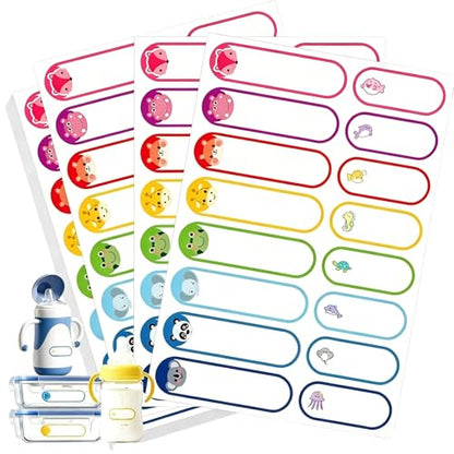 40 Sheets Waterproof Animal Bottle Name Labels | Self-Adhesive Baby Bottles Stickers,for Kids Daycare School Supplies - style: Animal