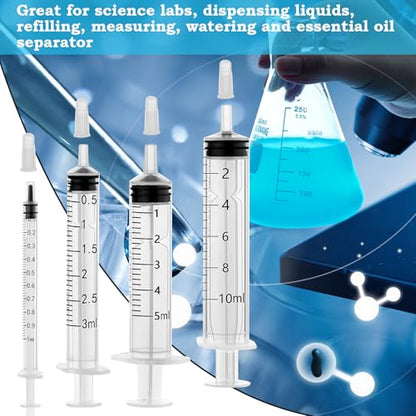 20 Pack 3ml/cc Syringe with Cap, Small Plastic Syringes without Needle, Individually Wrapped, for Liquid Oral Measurement, Scientific Lab, Colostrum Collect, Feeding Pet, Watering