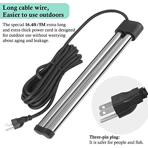 HITOP Outdoor Pond Heater - 150W 300W 600W Aquarium Heater for Small Ponds, Ponds De-icer with Long Cable Wire and Floatable Foam - size: 600W