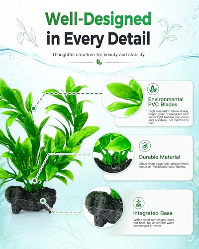Moonorange 3pcs Artificial Silk Aquarium Plants Green Natural Style Aquarium Plants Betta Fish Tank Plants Leaf Hammock
