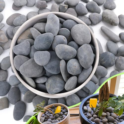 7LB River Rocks,Mexican Beach Pebbles for Plants,Potting,Garden Landscape Stone Paving Stone Grey 1Inch - 2Inch - size: 7LB, style: Large