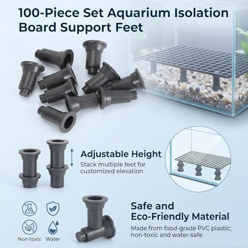 HEEPDD Decorative Fish Tank Divider Feet, 100 Pack Adjustable Support Feet Nails for Aquarium Isolation Board, Stable Splitter Stands for Acrylic Glass Panel, Fish Breeding Accessories | Pvc,Free Splicing, Support, External Diameter 2cm, Inner Diameter 1c