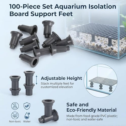 HEEPDD Decorative Fish Tank Divider Feet, 100 Pack Adjustable Support Feet Nails for Aquarium Isolation Board, Stable Splitter Stands for Acrylic Glass Panel, Fish Breeding Accessories | Pvc,Free Splicing, Support, External Diameter 2cm, Inner Diameter 1c
