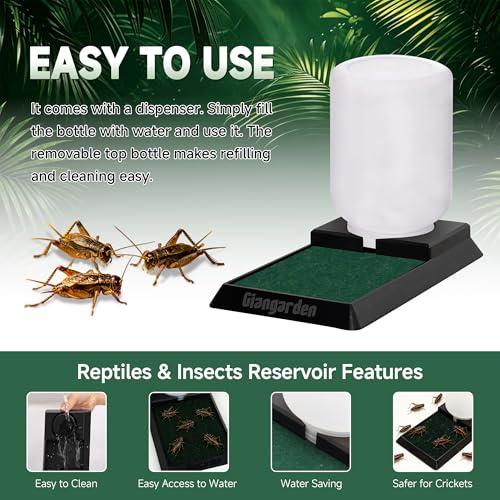 500ml Cricket Reptiles Water Feeder Reservoir Keeper, 2-in-1 Automatic Water Dispenser with Unique Sponge Pad Design for Geckos, Lizards, Bearded Dragons, Turtles