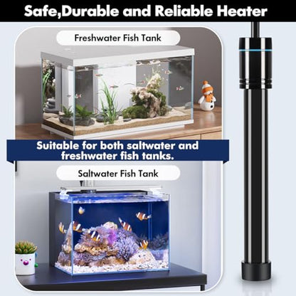 Orlushy Submersible Aquarium Heater, Fish Tank Heater with Free Thermometer for Freshwater and Saltwater Tank - size: R100