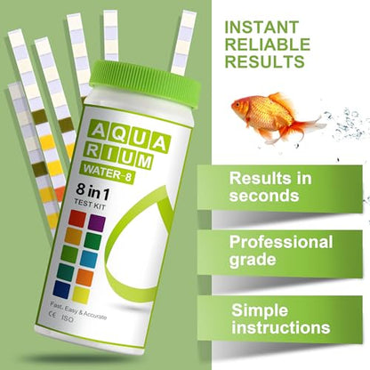 AAwipes Aquarium Ammonia Test Strips 8-in-1 |100 Strips | Quick & Accurate Water Testing for Freshwater & Saltwater Tanks -Test pH, Sodium Chloride, Alkalinity, Hardness, Chlorine etc. (K02-100) - color: 100 Strips