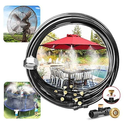 Landgarden Outdoor Misting Cooling System,Misting Line,Brass Mist Nozzles for Patio Garden Greenhouse - color: SHINY BLACK