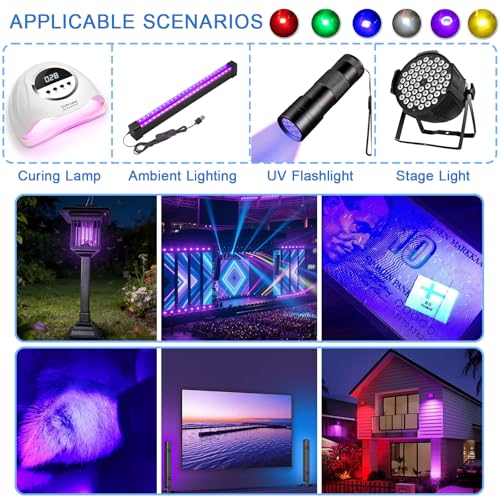 365nm UV LED Chip Bulb,5PCS Purple High Power COB Light Beads with Aluminum Plate 20mm Star PCB Base Heat Sink,for Repairing Lamps, DIY Lighting (700mA,3.2-3.6V,140deg,365-370nm) - color: Uv