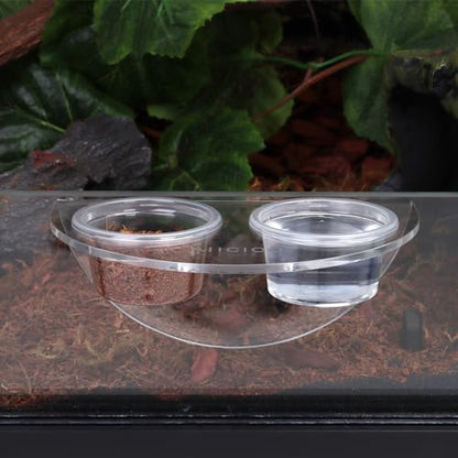 AIICIOO Crested Gecko Food Dish - Strong Magnetic Reptile Feeding Ledge for Bearded Dragon Lizard Crested Gecko Tank Accessories with 6 Pack Plastic Cup - size: Food Dish White