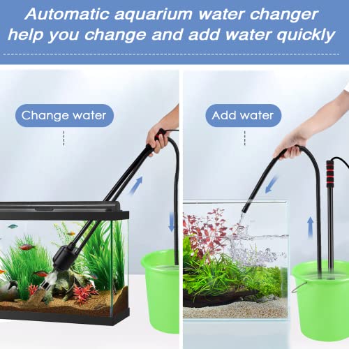 AQQA 6-in-1 Electric Aquarium Gravel Cleaner, 320GPH 20W Fish Tank Vacuum | Water Changing, Sand Washing, Filtering & Water Circulation Multi-function Cleaning Tool, Adjustable Length, Easy Operation - size: 6-in-1 Aquarium Gravel Cleaner