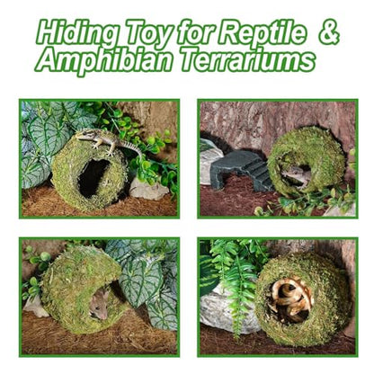 4pcs Crested Gecko Hide,Reptile Mossy Caves Hideout,Leopard Gecko Humid Hide,Natural Moss Cave Hiding Decor Tank Accessories for Reptiles, Amphibians,Invertebrates,Lizard,Frog