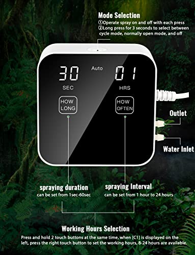 Reptile Mister Automatic Misting System with 4 Nozzles
