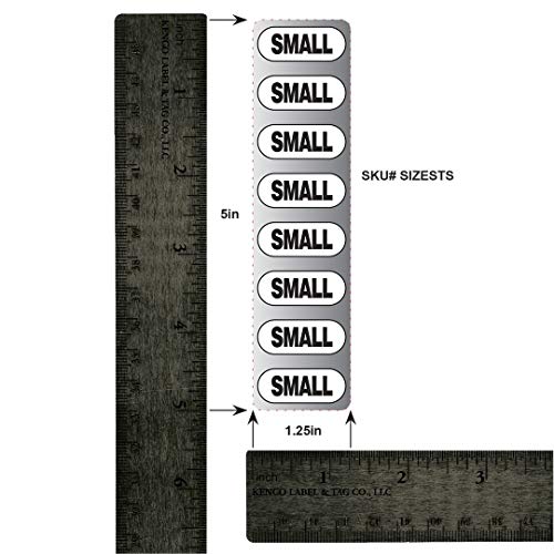 Clothing Size Strip Labels - 1.25" X 5" - 250 Strips Per Roll - Clear with Black and White Ink by Kenco (Small) - size: Small