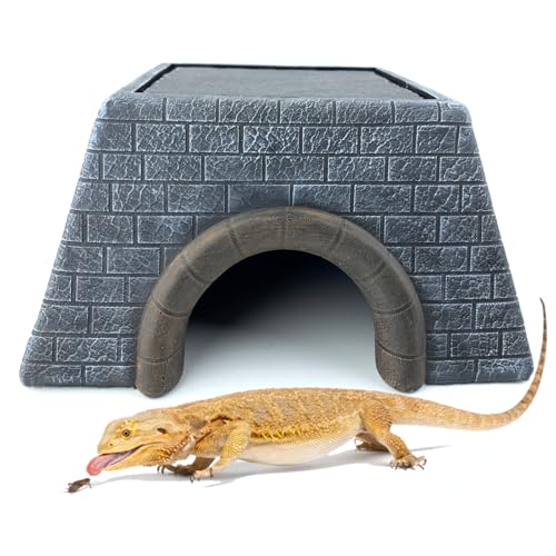 Large Bearded Dragon Basking Platform Oversize Reptile Hide Cave Natural Rock Resin Lizard Hideout for Bearded Dragon Lizards Ball Python Snakes Turtle Large Reptiles