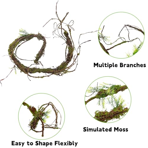 BNOSDM Reptile Vines,Bendable Jungle Climbing Vine,Terrarium Plants Artificial Decor,Tank Decorations Accessories for Bearded Dragons Chameleons Snakes Lizards Hermit Crabs - size: 3Pcs | Style: 47in Jungle Vine