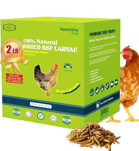 Amzey Dried Black Soldier Fly Larva/Dried Mealworms -2 LBS- 100% Natural BSF Larvae - 85XMore Calcium Than Mealworms - High Calcium Treats for Chickens, Birds, Reptiles, Hedgehog, Geckos, Turtles - size: 2 Pound (Pack of 1)