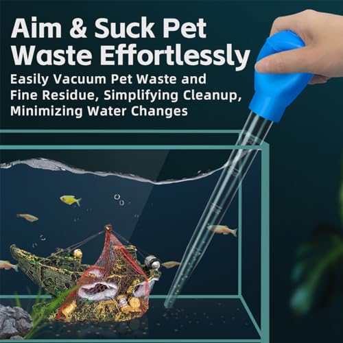 Turtle Tank Water Changer Manual Dropper, Aquarium Clean Pipette, Fish Bowl Waste Remover, Poop Cleaner, Medicine Food Feeder - 11in & 17.7in Droppers, 500ml Waste Collection Cup Kit (Blue) - color: Blue