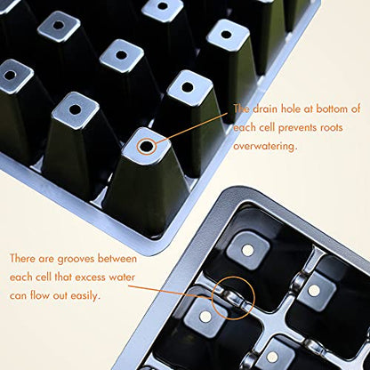 Gardzen Seed Starter Tray, 5 Pack Smiling Face Plant Germination Trays with Total 350-Cell, Seed Starter Kit with Humidity Vented Domes and Bases for Starting Vegetable Flower Herb Seeds 18" x 14" | Smiling Face Plant Germination Kit with Humidity Domes a