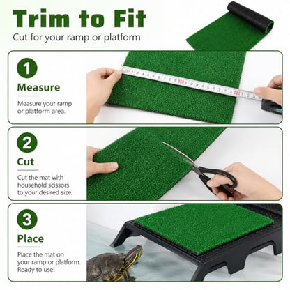 jojofuny Artificial Grass Turf: Turtle Basking Ramp, Aquatic Grass Lawn, Simulation Reptile Turf for Pet, Fish Tank Reptile Ramp Terrace Turtle Resting Basking Platform