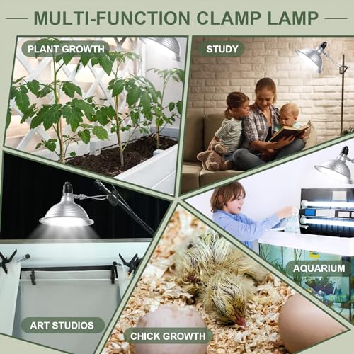 Macarrie 6 Pcs Adjustable Clamp Lamp Light with Aluminum Reflector Up to 150 Watt (No Bulb Included) E26 Socket SPT-2 18awg 6FT Cord (8.5 Inch) - size: 8.5 Inch