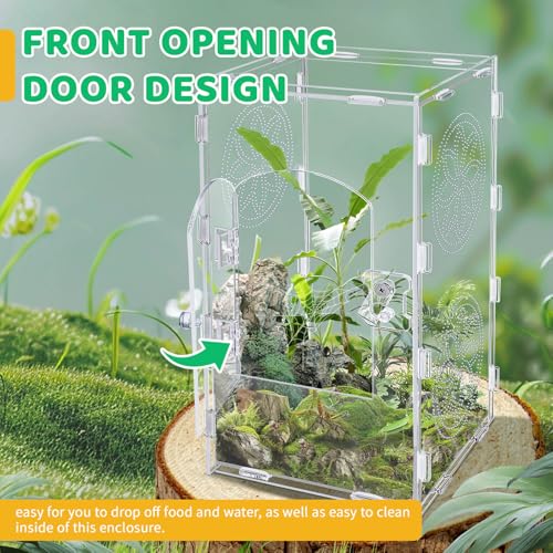 Large Jumping Spider Enclosure, 12x6x6 Inch Acrylic Tarantula Enclosure, Jumping Spider Accessories with Front Opening Door for mantises, Lizards, Frogs and Insects
