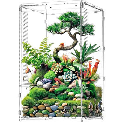 Jumping Spider Enclosure, Acrylic Terrarium with with Magnetic Doors, 0.8mm Micro-Ventilation, Stackable Escape-Proof Habitat for Jumping Spiders, Tarantulas & Small Reptiles, 7.9"x7.9"x13.4" - size: 1Pack, 7.9"x7.9"x13.4"