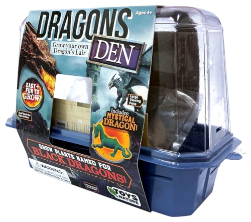 Toys By Nature Miniature Worlds Dragon's Den Flower Windowsill Terrarium Starter Kit, Complete Supplies to Grow Your Own Indoor Mythical Lair with Dragon Figurine and Lava Rock (Dragon's Den) - style: Dragon's Den