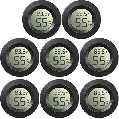 Weewooday 8 Pcs Mini Hygrometer Thermometer Digital LCD Monitor Indoor/Outdoor Room Humidity Meter Temperature Gauge for Greenhouse Garden Reptile Incubator Cellar ℉/℃ (Black) - size: Black