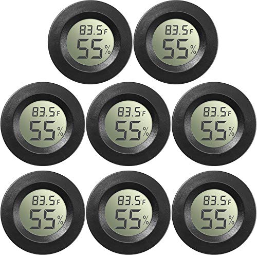 Weewooday 8 Pcs Mini Hygrometer Thermometer Digital LCD Monitor Indoor/Outdoor Room Humidity Meter Temperature Gauge for Greenhouse Garden Reptile Incubator Cellar ℉/℃ (Black) - size: Black
