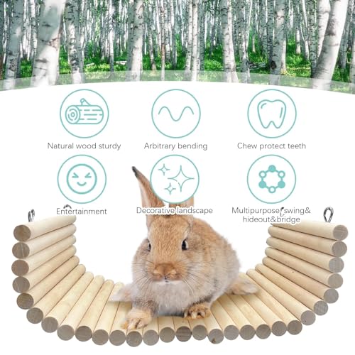Hamiledyi Chinchilla Wooden Suspension Bridge Platform Toy, Small Animal Climbing Toys for Guinea-Pigs Sugar Glider Squirrel and Other Small Animals (Birch) - color: Birch