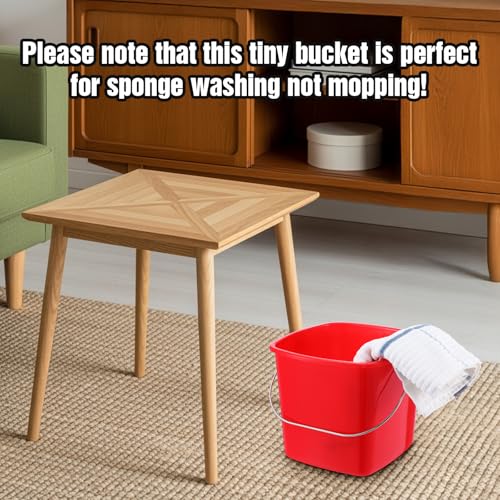 4 Pack Small Cleaning Pail, Square Detergent Bucket with Spout and Handle for Home, Offices, School, Commercial Use