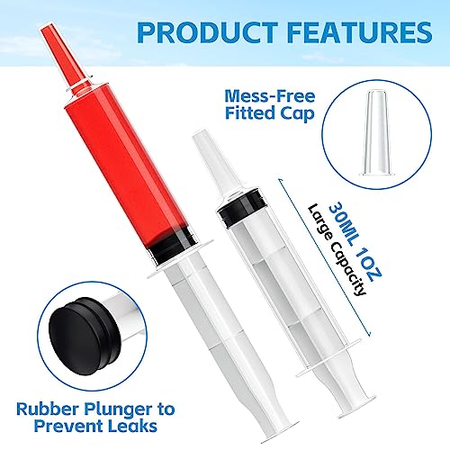 60 Pack Jello Shot Syringes- 30ml/1oz Jelly Syringe with Tip Cap for Liquid | BPA-Free Plastic Jello Shots Suringes for Kids/Adults Container for Bachelorette Parties, Nurses, Graduation, Halloween Party