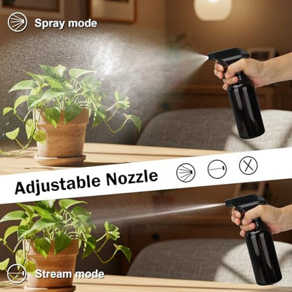 16.9oz Glass Spray Bottles 2 Pack,Mist/Stream Spraying | Adjustable Refillable Containers for Hair Care, Cleaning Solutions, Plants, Essential Oils - color: Brown, size: 12oz