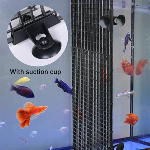 8pcs Aquarium Plastic Grid Divider Tray Egg Crate Aquarium Fish Tank Bottom Isolation with Bracket and Suction Cups(11.8x5.9 Inch)