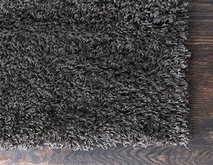 Unique Loom Solid Shag Collection Area Rug (2' 6" x 13' 1" Runner, Graphite Gray) - color: Graphite Gray, size: 2'6" x 13'1" (Runner)