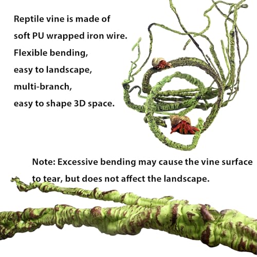 Reptile Vines Plants Decor, Lizard Tank Accessories Artificial Plants Vines and Flexible Leaves for Lizard Geckos Snakes Hermit Crab Frogs