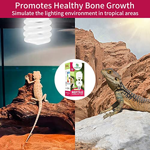 UVB Reptile Light 15.0, 26W Intense UVA UVB Bulb for Reptiles, Terrarium Compact Fluorescent Lamp, Reptile UVB Light Bulb for Desert Reptiles & Amphibians - size: 15.0-26