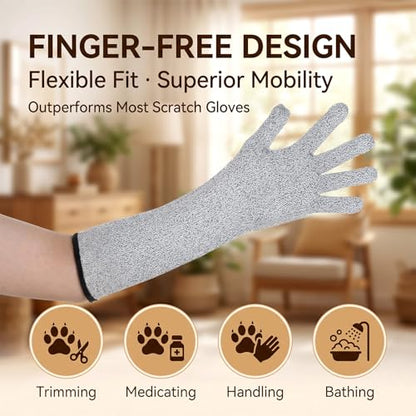 Pet Handling Gloves Cut Resistant Garden Sleeves 15.5” Extra-Long Cat Grooming Arm Sleeve Anti-Scratch Bite Resistant Protective Sleeves Arm Guards for Men Women Gardening Cutting Pet Grooming (1pair)