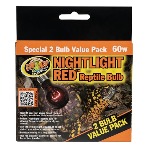 Zoo Med Nightlight Red Bulb for Reptiles 60 Watts Pack of 2