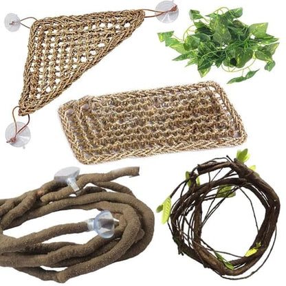 PINVNBY 5 PCS Bearded Dragon Hammock, Flexible Jungle Climber Reptile Vines Terrarium Decor Bearded Dragon Tank Accessories for Climbing, Chameleon, Lizards, Gecko, Snakes, Crested Gecko - size: 5 PCS