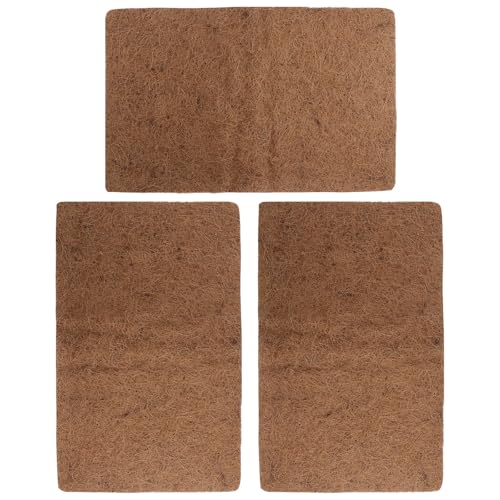 Healifty 3pcs Reptile Coconut Fiber Mat Natural Breathable Bedding Liner Mats for Reptile Pet Box No Deformation Terrarium Supplies