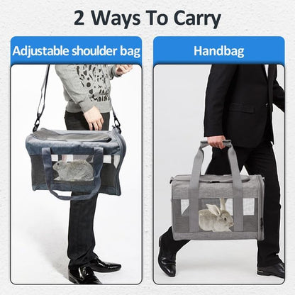 kathson Small Animal Carrier Bag, Guinea Pig Rabbit Travel Carrier Breathable Mesh Window Pet Portable Hand Bag for Hamster Bird Bunny Bearded Dragon Kitty and Etc (Grey) - size: 15.0"L x 9.8"W x 10.2"H