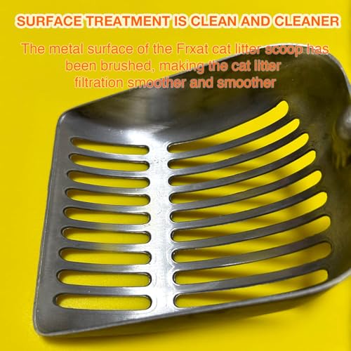 Cat Litter Scoop, Kitty Metal Scooper, Aluminum Alloy Sifter, Kitten Pooper Lifter, Deep Shovel, Long Handle, Poop Sifting, Durable, Heavy Duty, for Litter Box - color: Flat Aluminum-Grey Handle, size: Small