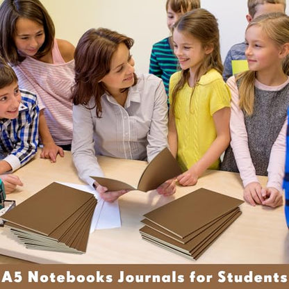100 Pcs Journals Notebooks Bulk - Kraft Softcover A5 Small Notebooks 5.5 Inch x 8.3 Inch Notepads with 60 Page 30 Sheet for Writing Sketch Travel Office Supplies(Dark Brown,Lined) - color: Dark Brown, style: Lined