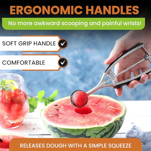 Spring Chef Small Stainless Steel Melon Baller Scoop, #60, 1 Tbsp, Black | Cookie Scoop for Baking with Trigger Release, Melon Scooper, Small Ice Cream Scoop, Soft Grip Handle, Dishwasher Safe - color: Black, size: #60 - Small - 1 Tbsp