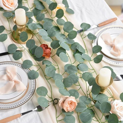 86 Feet 12 Strands Artificial Eucalyptus Leaf Plants Vine Hanging Eucalyptus Garland for Home Kitchen Office Wedding Wall Decor - size: 12pcs Eucalyptus Vine