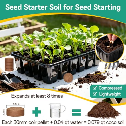 Coco Coir Pellets, 50 Pcs 30mm Seed Starter Soil Pods for Planting | Low EC & pH Balanced, Organic Coconut Coir Potting Soil for Indoor Outdoor Plants Herbs Houseplants Bonsai Vegetables Flowers - size: 30mm