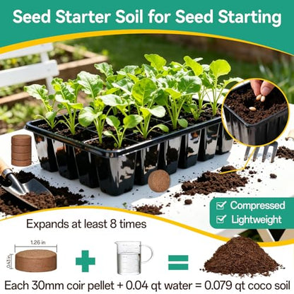 Coco Coir Pellets, 50 Pcs 30mm Seed Starter Soil Pods for Planting | Low EC & pH Balanced, Organic Coconut Coir Potting Soil for Indoor Outdoor Plants Herbs Houseplants Bonsai Vegetables Flowers - size: 30mm